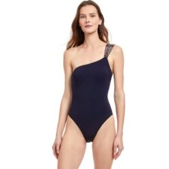 Gottex Classic Mootini Black One Shoulder One Piece Swimsuit