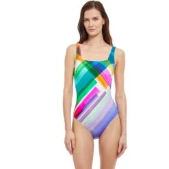 Gottex Diagonal Dreams Square Neck Swimsuit