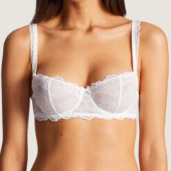 Aubade Danse Des Sens Wired Half Cup Lace Bra -Maison SL Store AUBADE DANSE WIRED BALCONY BRA IVORY LONDON LINGERIE NOTTING HILL