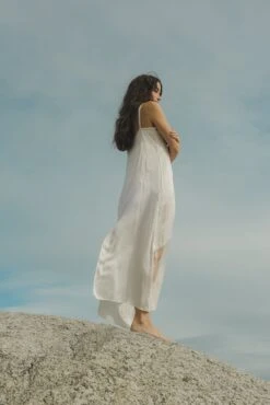 Shell Belle Couture Voyage Silk And Lace Long Nightdress -Maison SL Store VOYAGELONGGOWN 11 Copy