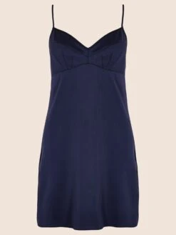 Parasol Rose Grace Silk Slip Chemise -Maison SL Store parasol rose grace silk slip chemise navy notting hill london
