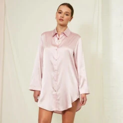 Parasol Rose Peppy Silk Nightshirt -Maison SL Store parasol rose peppy silk nightshirt pink 2